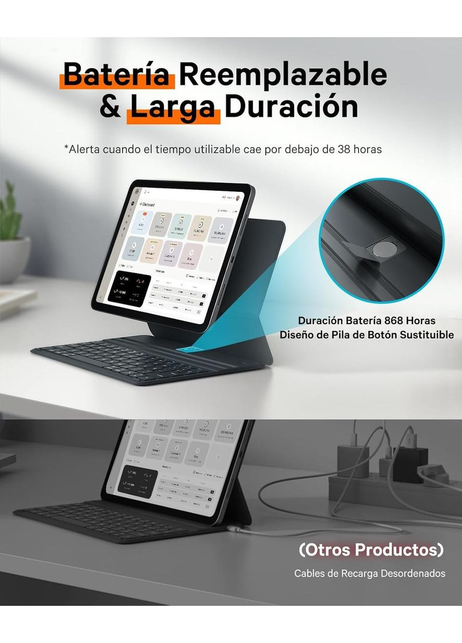 Клавіатура-чохол для iPad Air 2024 11”, Air 5/Air 4 10.9”, iPad Pro 11 4, 3, 2, 1 покоління, магнітна, ультратонка, сіра QWERTY No Brand (366422023)