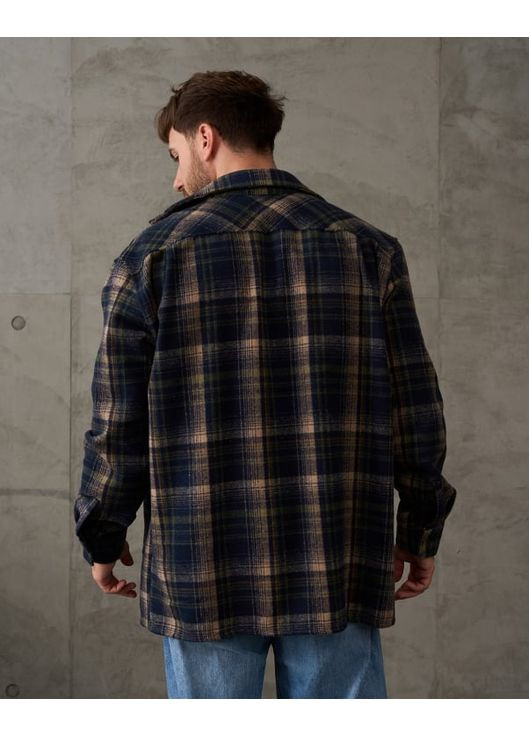 Темно-синяя повседневный, кэжуал рубашка в клетку ISSA PLUS