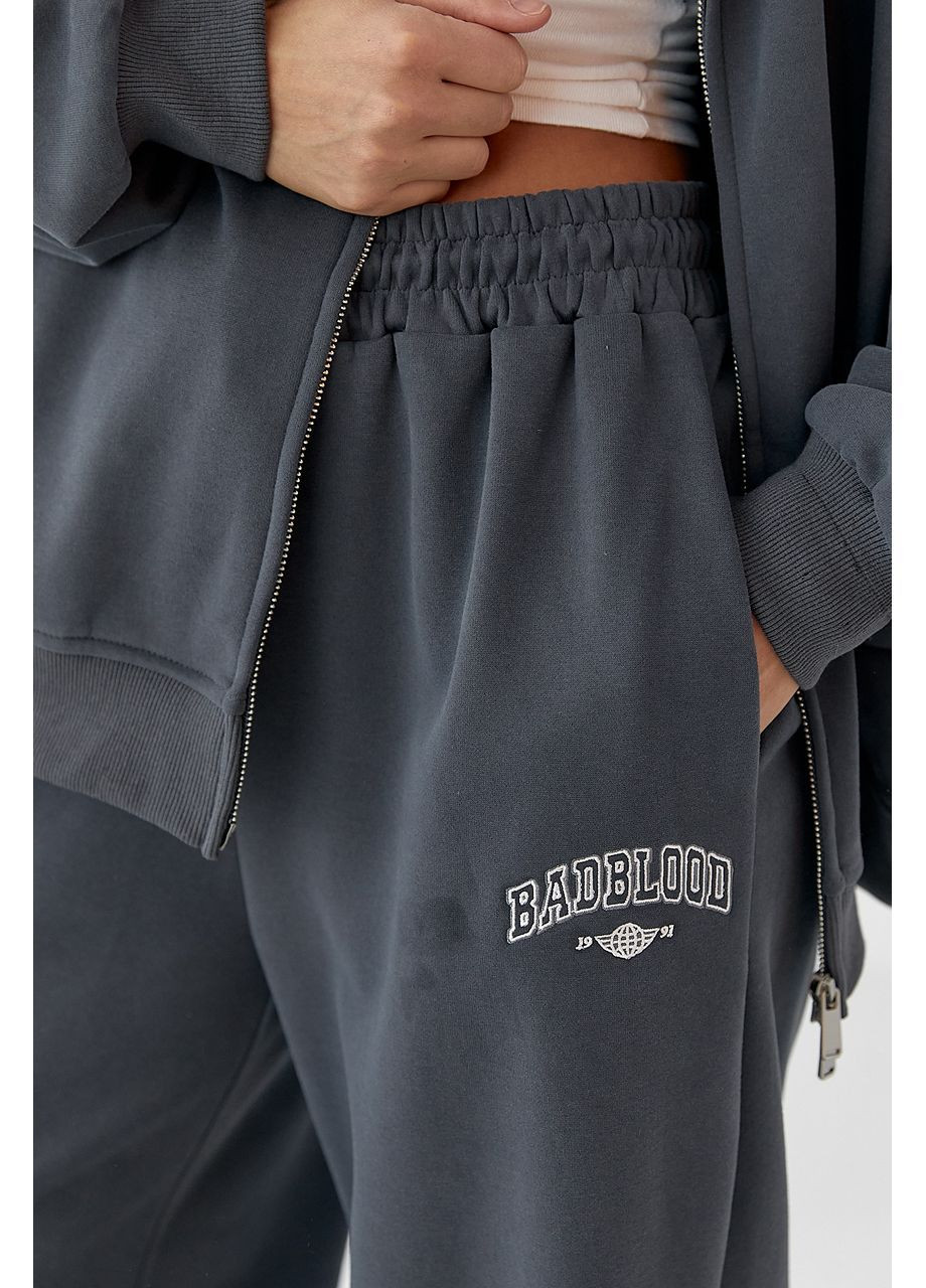 Зимовий спортивний костюм із написами - темно-сірий колір Lurex (370601900)