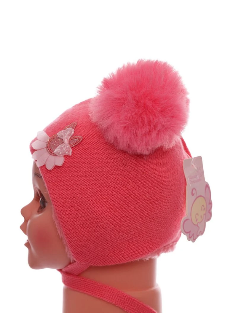 Шапка для дівчинки в'язка на траві з коралевою зайкою 1м+ (51523) BABYKROHA (337706249)