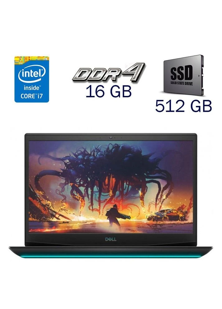 Игровой ноутбук G5 15 5500 / 15.6" (1920x1080) IPS / intel Core i7-10750H (6 (12) ядер по 2.6-5 GHz) / 16 GB DDR4 / 512 GB SSD Dell (398138764)
