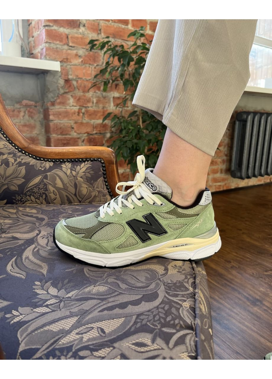 Сірі Осінні кросівки чоловічі new balance 990 black / green нью беланс 990 No Brand