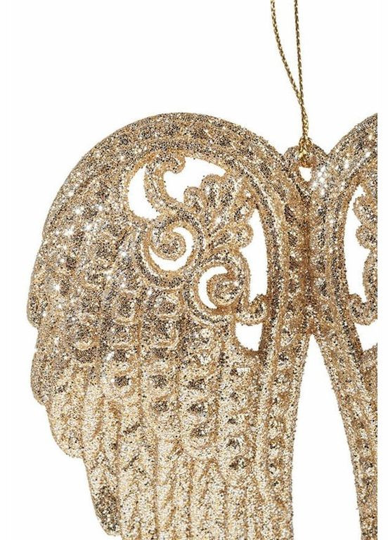 Набір (4 шт) прикраса для ялинки Крила Ангела (788-574) Золота підвіска пластикова 15 см BonaDi (328924826)