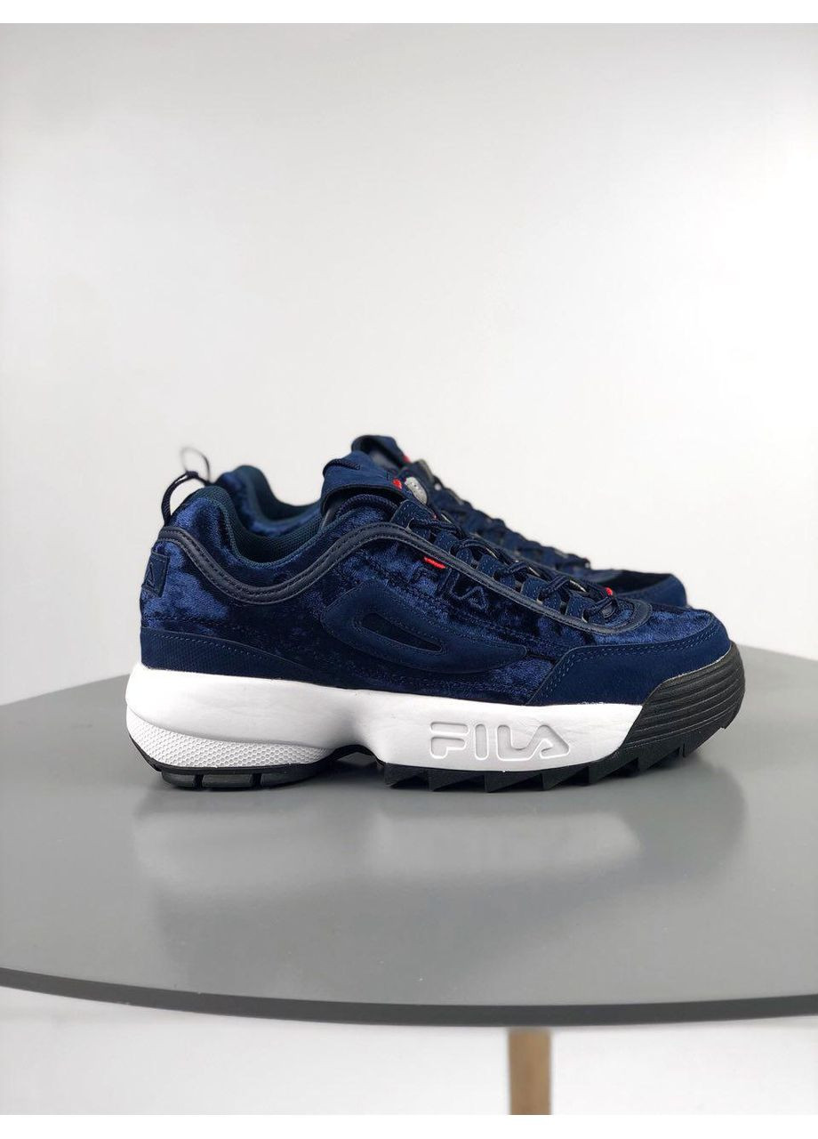 КРОССОВКИ ЖЕНСКИЕ FILA DISRUPTOR 2 BLUE VELVET ФИЛА ДИСРАПТОР СИНИЕ No Brand синие демисезоны (391938954)