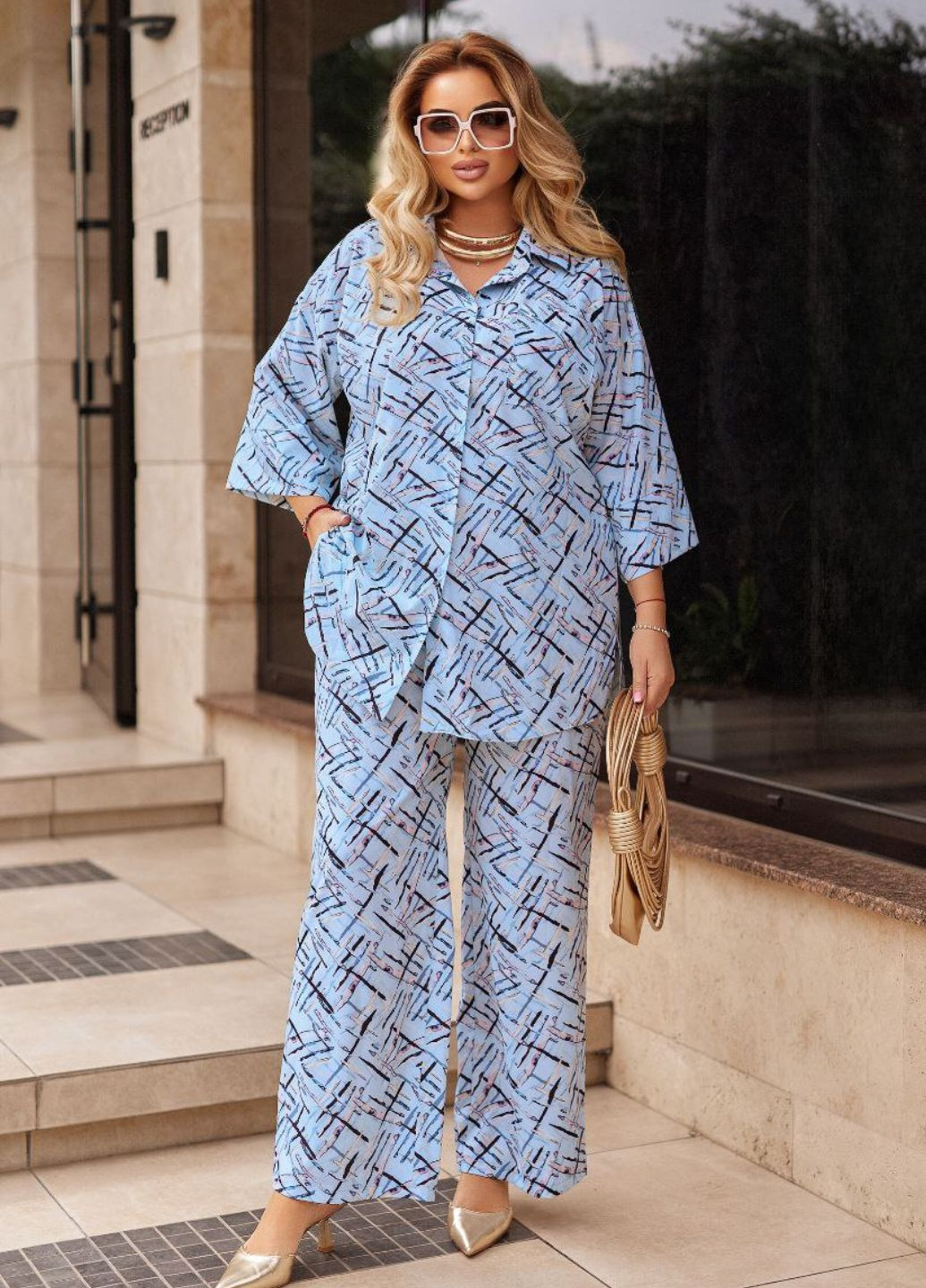 Костюм двойка: Удлиненная рубашка на пуговицах и брюки Allthings (322885429)