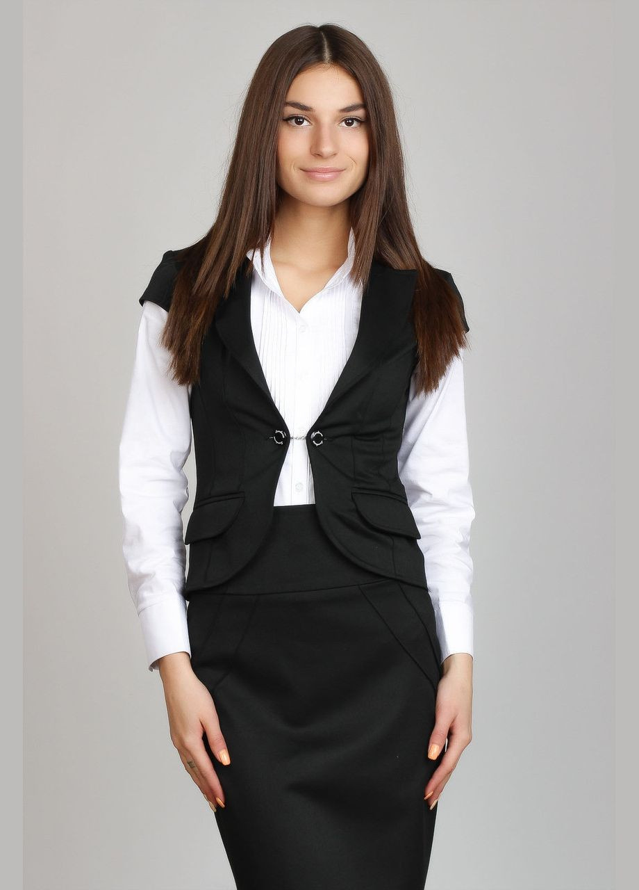 Чорний діловий жилет із декоративною застібкою Жл04 2 Льва (342415140)