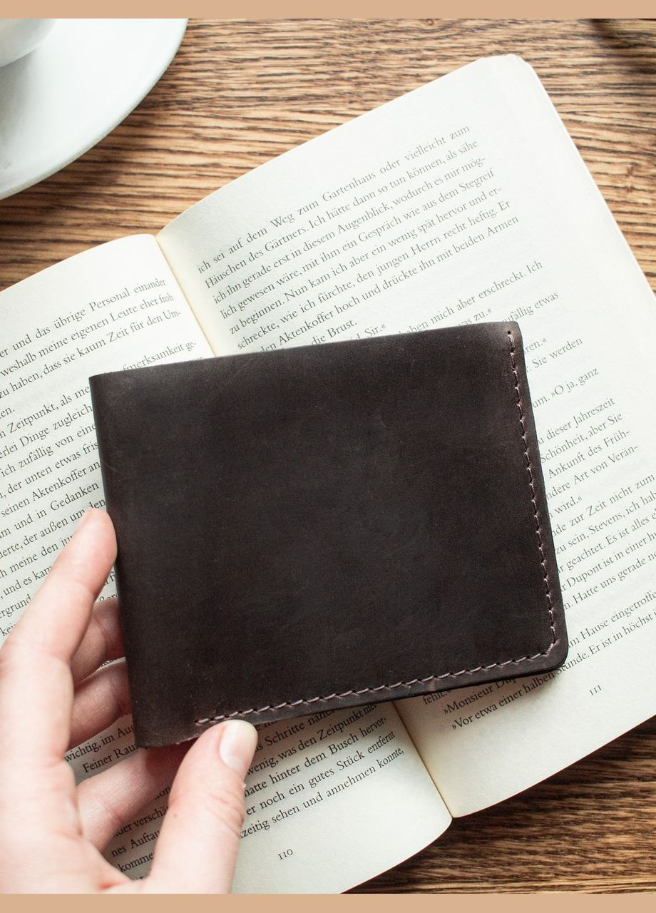 Гаманець шкіряний чорний чоловічий Вестерн М компактний стильний. Темно-коричневий Turtle (302660160)