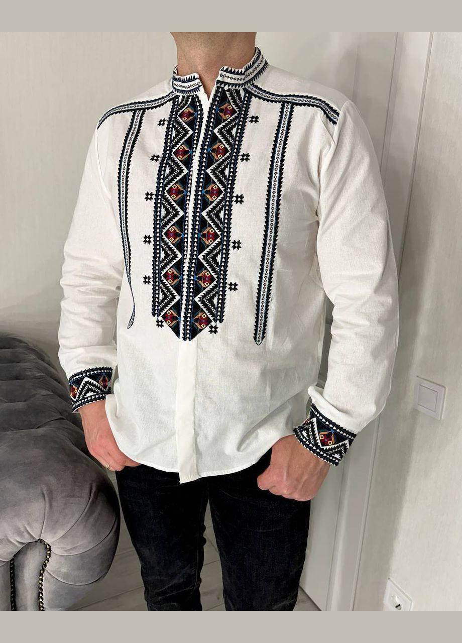 Белая вышиванка Garna узор орнамент прямой хлопок, полиэстер (325989470)