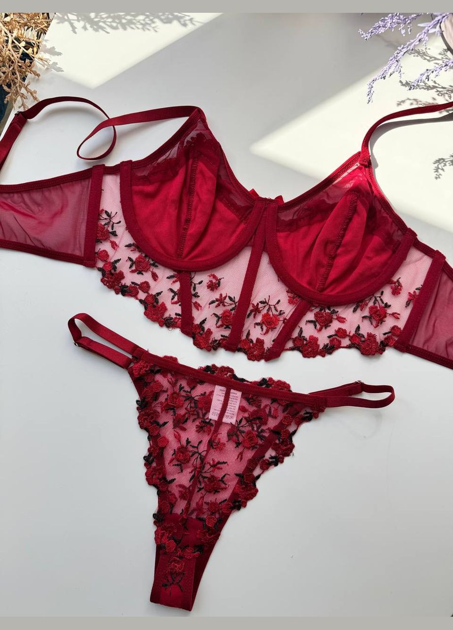Бордовый комплект женского белья Simply sexy