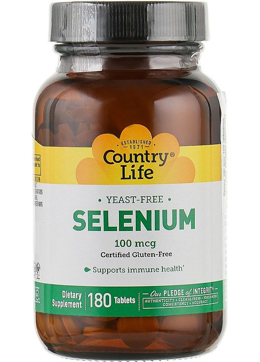 Селен, 100 мкг Selenium 180шт (836614-105677) Country Life (368648270)