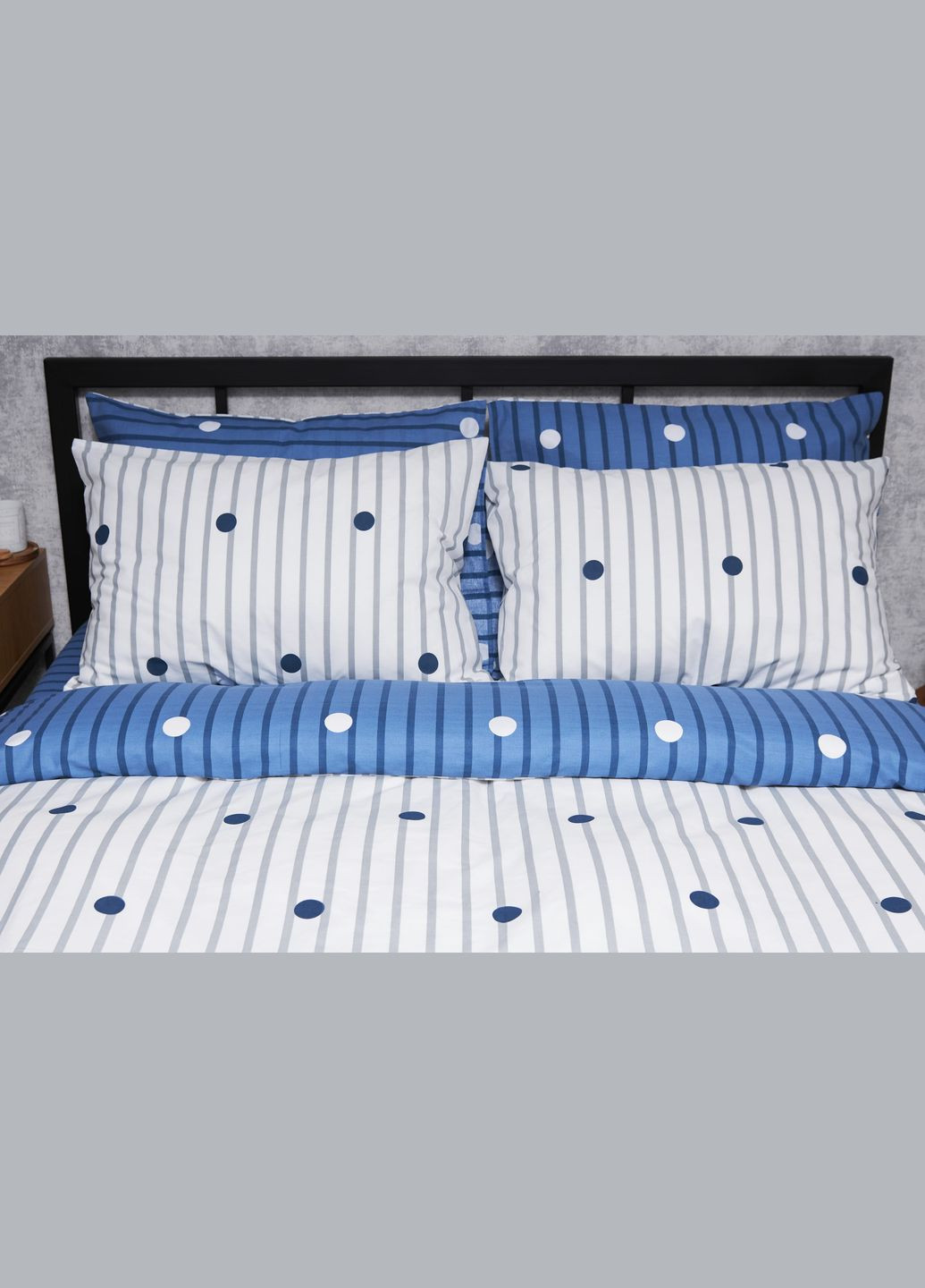 Комплект постельного белья Бязь Gold Люкс «» двуспальный 175х210 наволочки 2х70х70 (MS-820004767) Moon&Star peas blue (293148167)