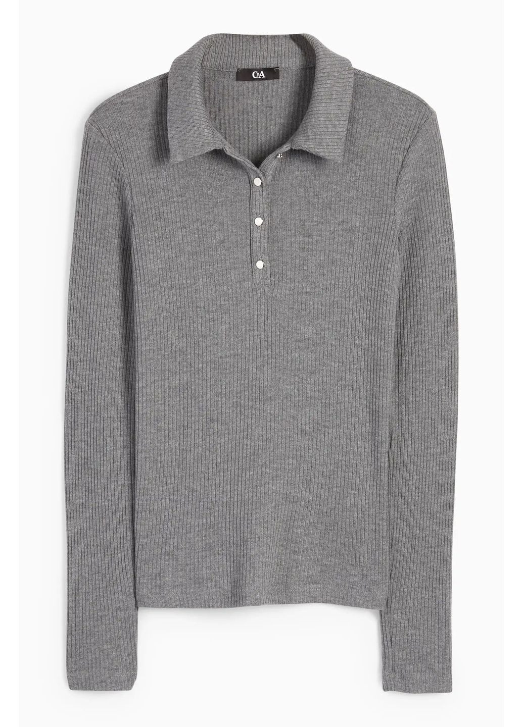 Серый демисезонный джемпер-поло в рубчик C&A