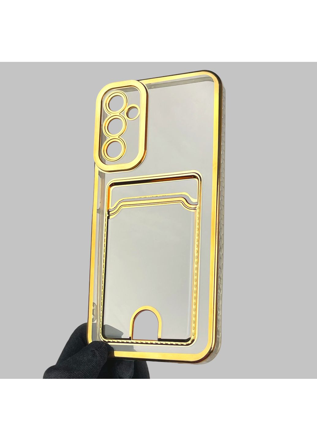 Чохол для Galaxy A24 (SM-A245F) із золотою окантовкою з кишенькою для карток на самсунг а24 золотий Samsung (366022148)