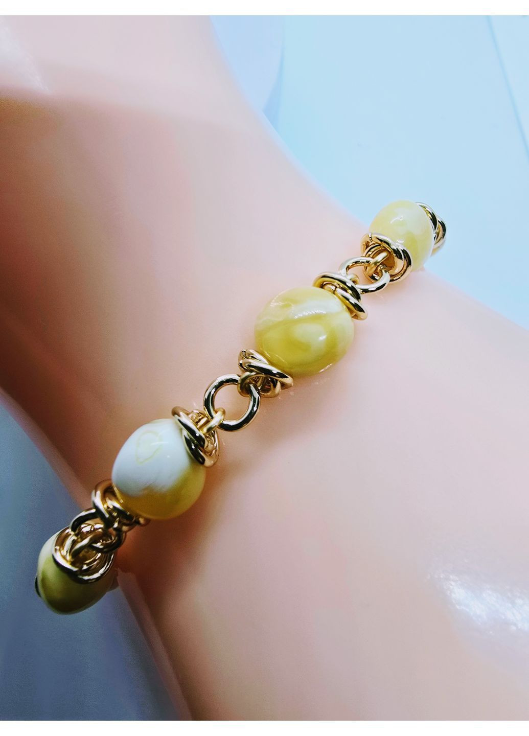 Браслет 3368 з натурального пейзажного бурштину MINOV (363040221)