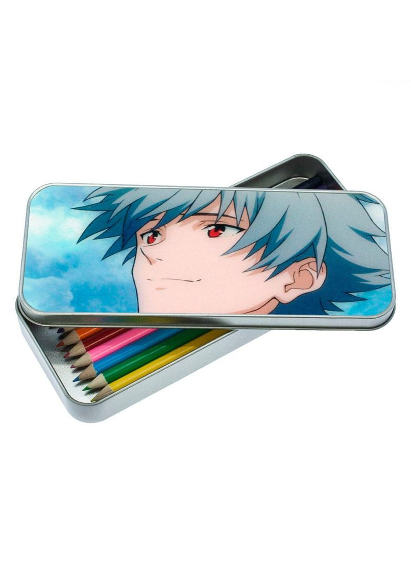 Пенал школьный для мальчика и девочки металлический Аниме Евангилион #017 7*18 см Silver No Brand (309152372)