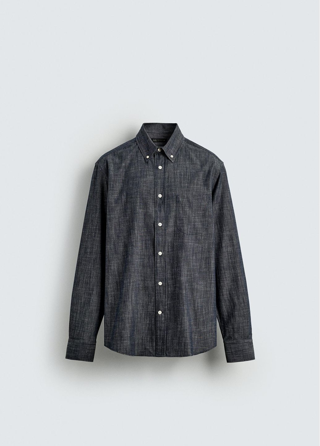 Индиго рубашка однотонная Zara