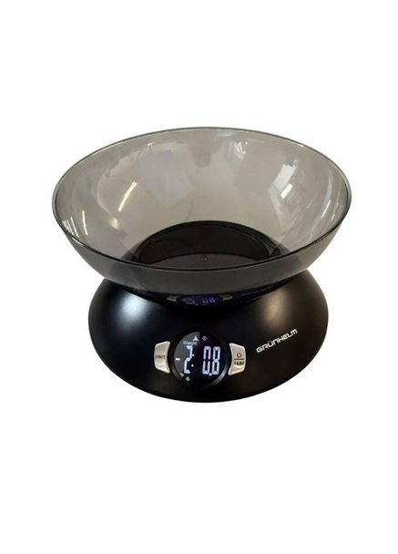 Кухонні настільні електронні ваги KES-501SB для зважування продуктів з чашею до 5кг ваги для дому Чорний Grunhelm (351361288)