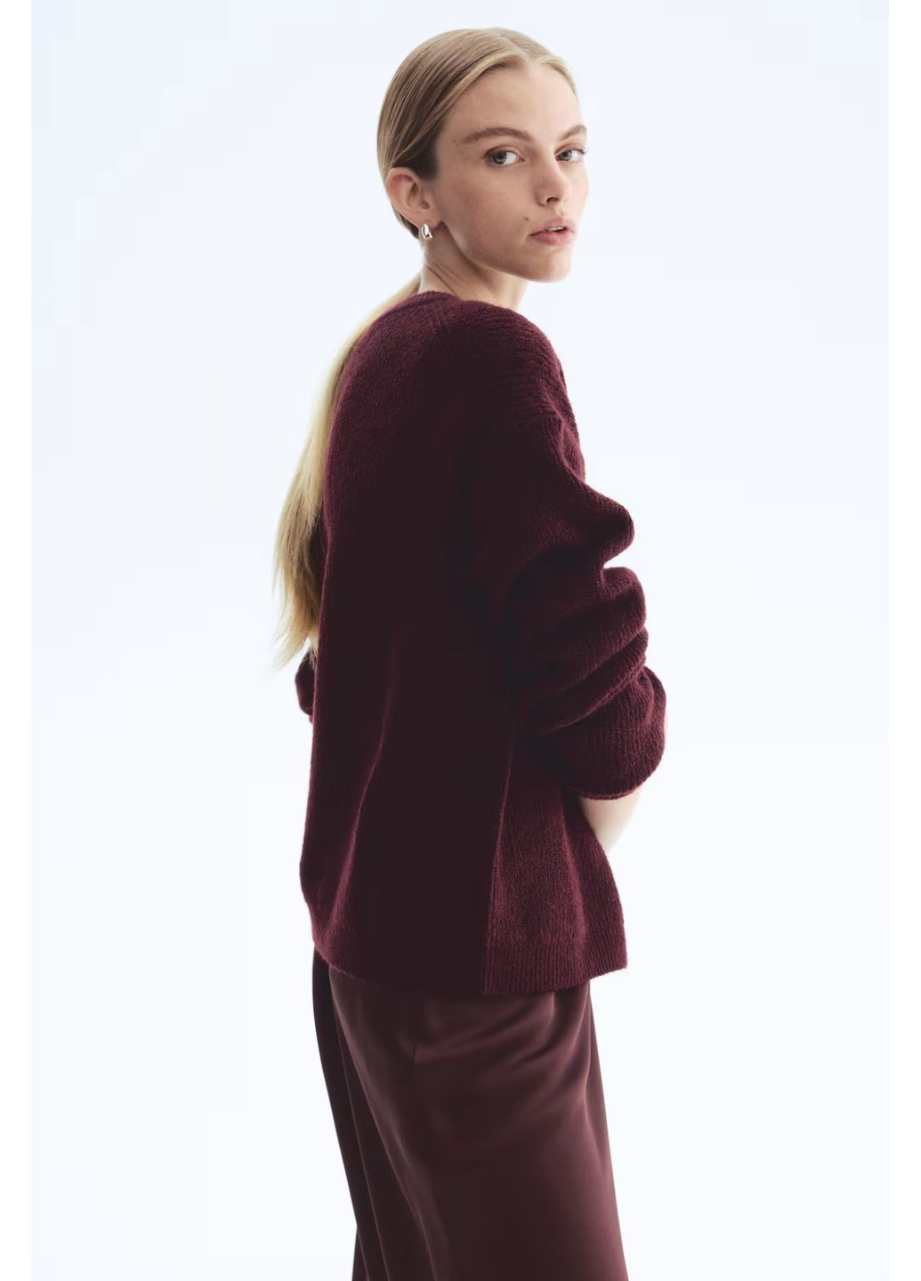 Темно-бордовий демісезонний светр з вовною H&M basic