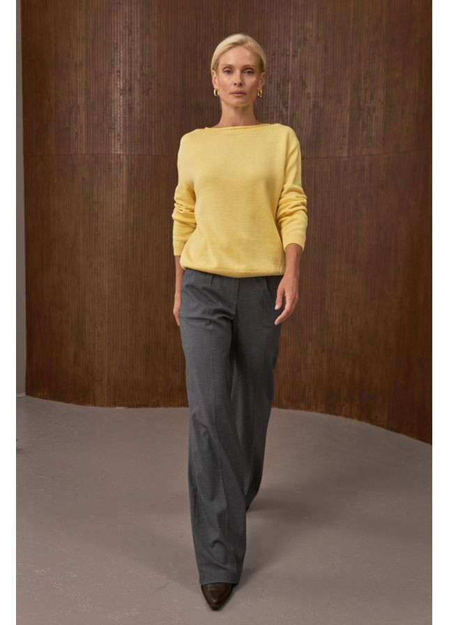 Желтый демисезонный лаконичный джемпер с горловиной челнок (2892) Triko Bakh