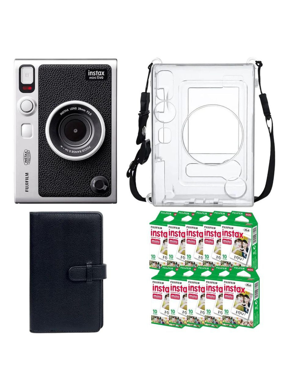 Подарочный набор камера Instax Mini EVO/Фотобумага 100 шт/Чехол/Фотоальбом 108 фото Черный Fujifilm (371121572)