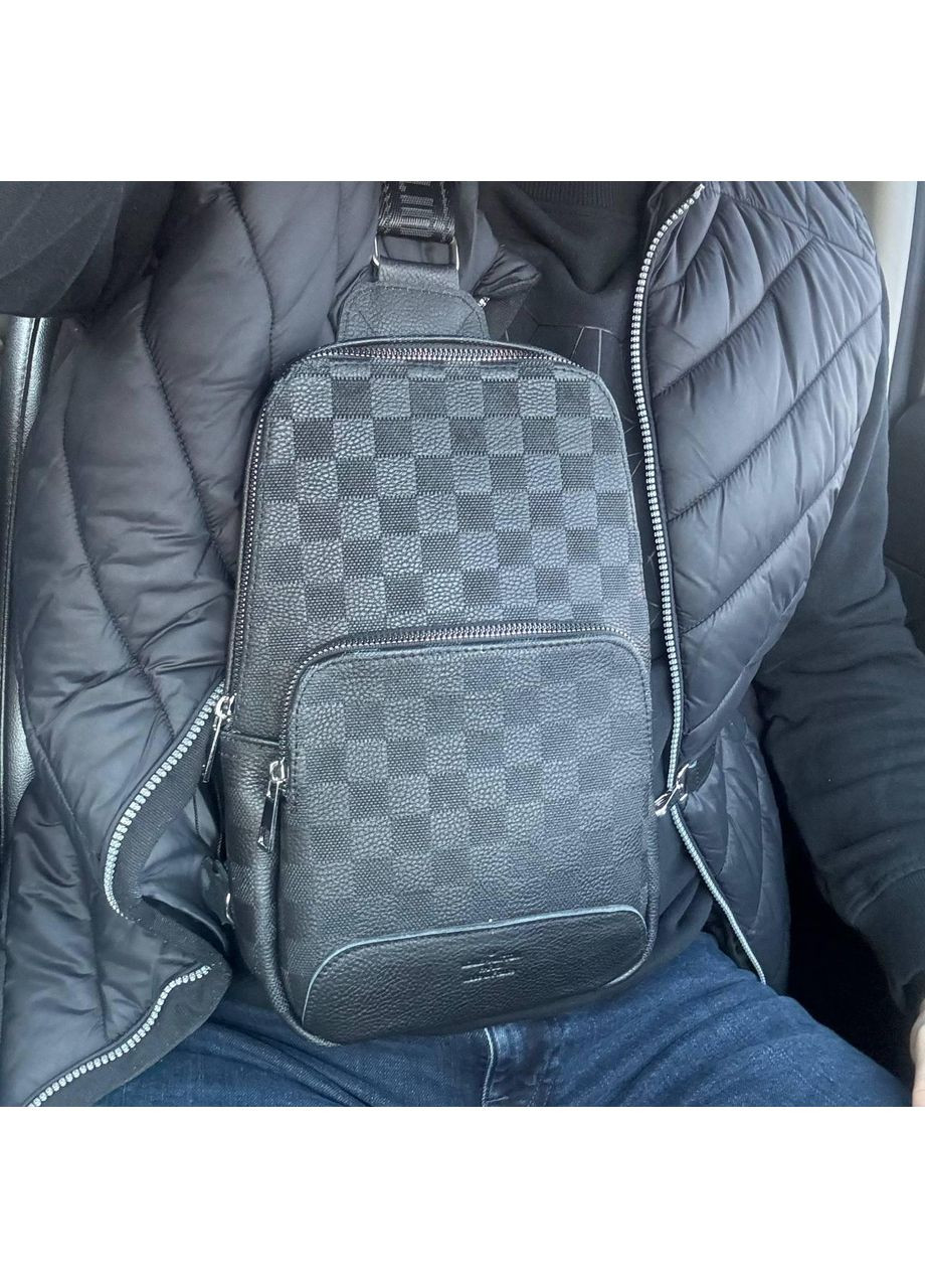 Чоловічі шкіряні сумки бананка з тисненням чорна ProDobro (363259809)