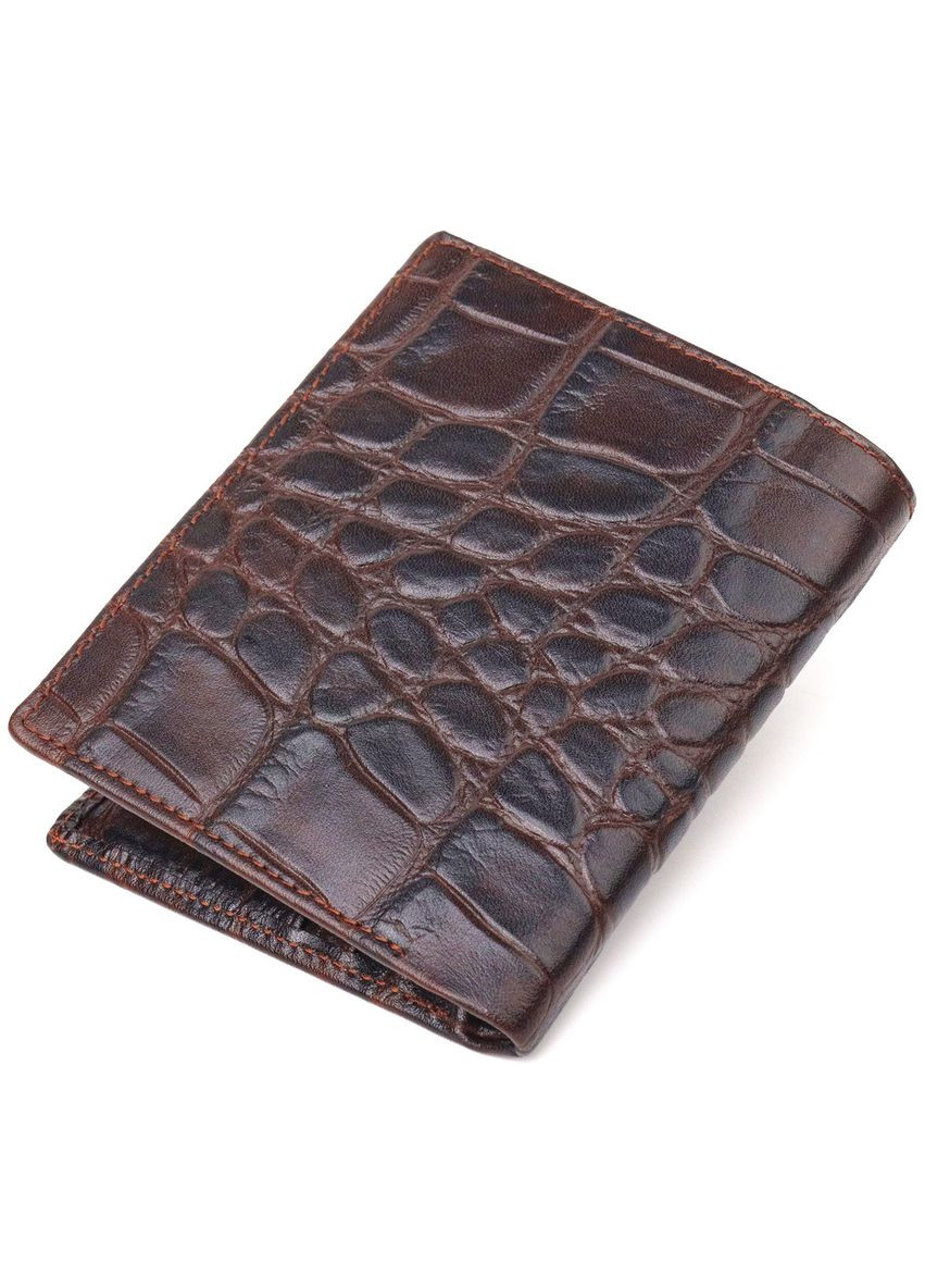 Стильне чоловіче портмоне з натуральної фактурної шкіри 21497 Коричневе Canpellini (298570837)