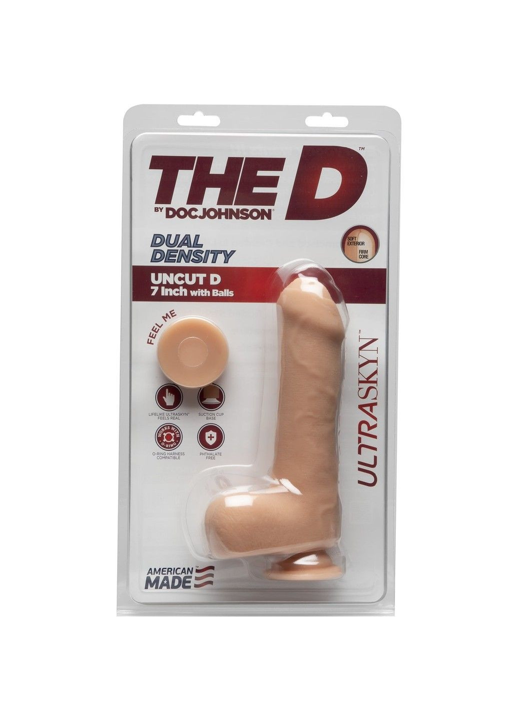 Фаллоимитатор The D - Uncut D - 7 Inch With Balls ULTRASKYN, диаметр 4,5см, необрезанный Doc Johnson (285792193)