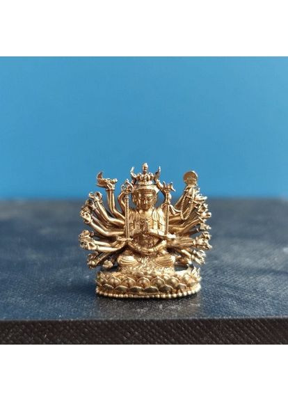 Буддийская медная латунная миниатюрная статуя тысячерукая Бодхисаттва No Brand (337648145)