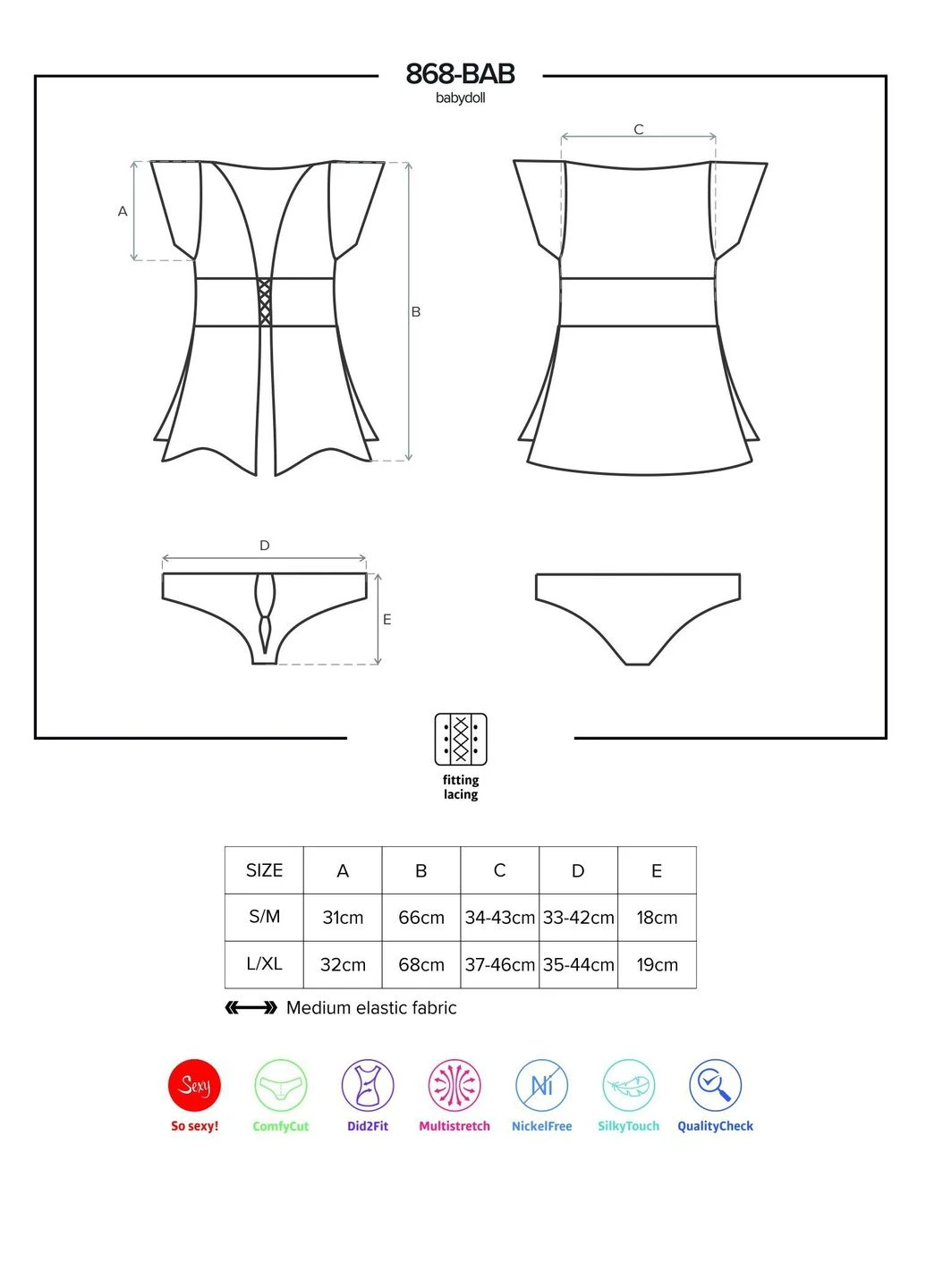 Пеньюар с трусиками 868-BAB-1 babydoll Obsessive (351583077)