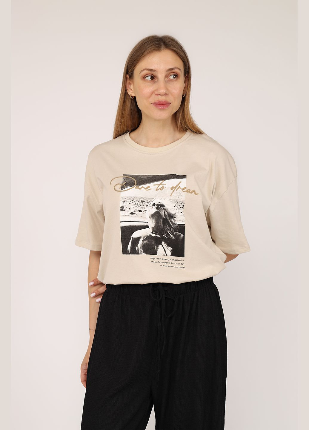 Футболка с коротким рукавом женская цвет бежевый ЦБ-00275603 Divon - (334429156)