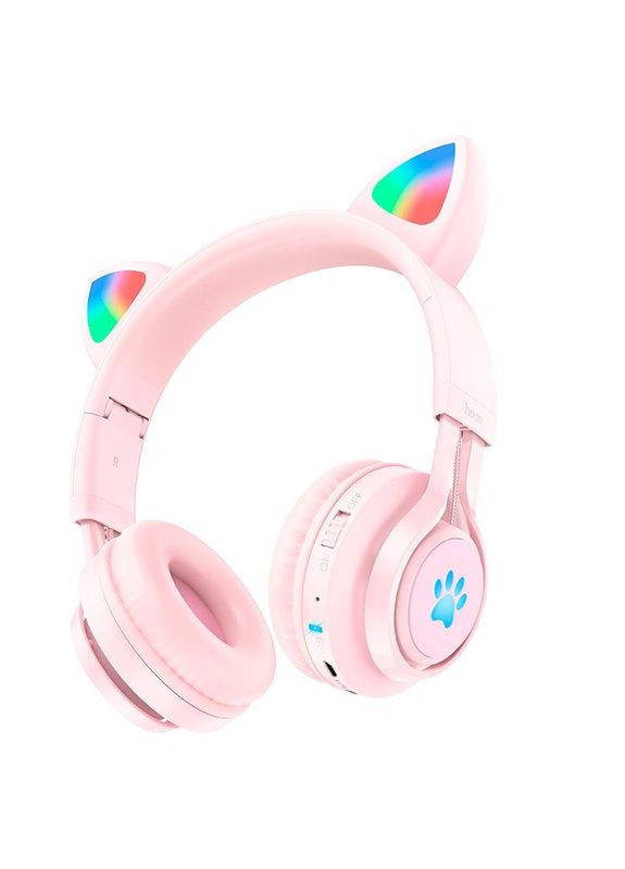 Навушники W39 Cat ear kids бездротові з котячими вушками рожеві Hoco (280876582)
