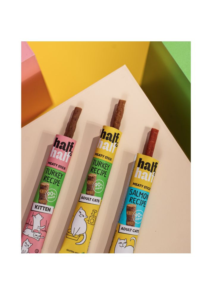 Ласощі HalfHalf м ясна паличка для котів, з лососем 5 г No Brand (355795068)