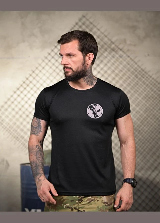 Тактическая футболка для отвода пота Покровск Black из материала Coolmax с рисунком DTF No Brand (351377315)