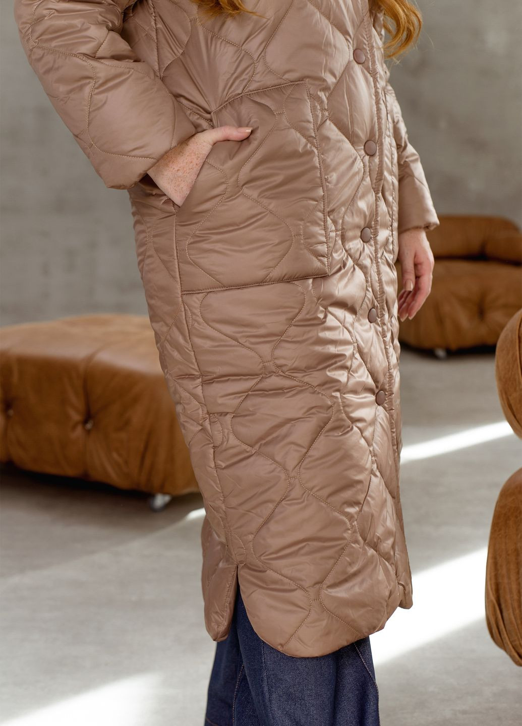 Бежева зимня зимова куртка-пальто куртка-пальто No Brand