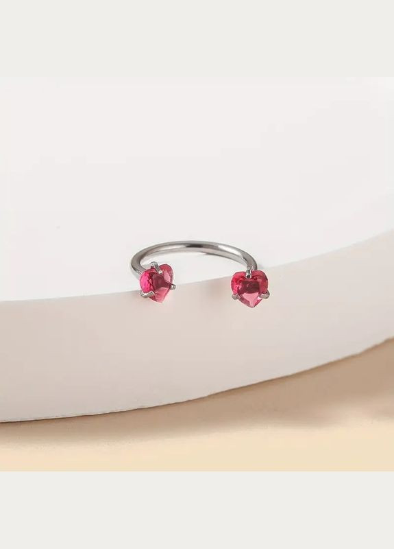 Срібляста сережка для пірсингу носа підкова з серцями з фіолетових кристалів LuxAurum034 Liresmina Jewelry (334688266)