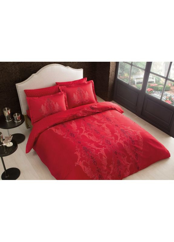 Постельное белье сатин Delux - Mauna kirmizi v04 семейное Tac (285778427)