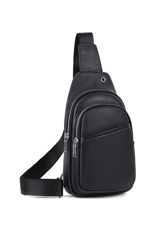 Сумка слинг мужская через плечо 17х32х8, бананка из натуральной кожи A25F-515-1A черная Tiding Bag (370159508)
