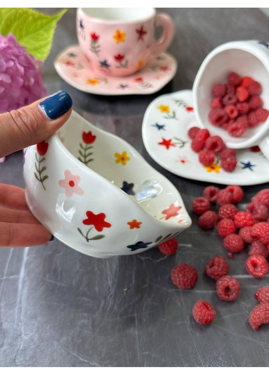 Компактный салатник тарелка с цветочками 300 мл отлично подходит для подачи салатов, закусок, десертов или фруктов. OSM (365549093)