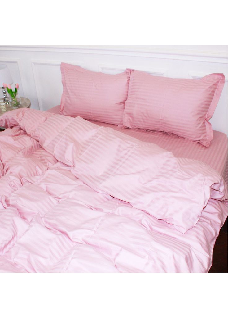 Постельное белье Satin Stripe 30-0007 Pink 160х220 (m182722) Mirson Satin Stripe 30-0007 Pink 160х220 полуторний Євро (366565019)