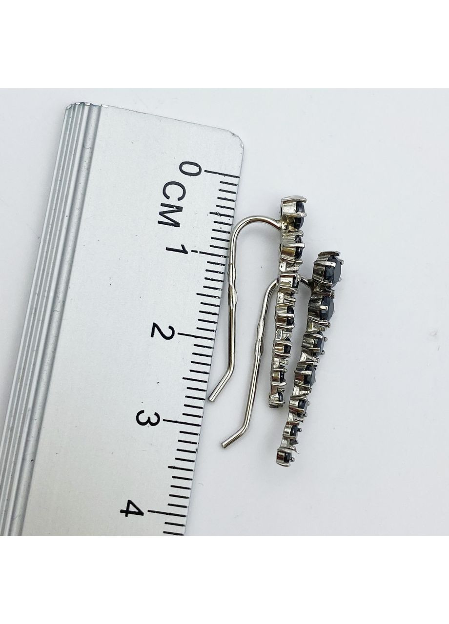 Серьги-кафе серебряные с кубическим цирконием 1,8 г No Brand (369737676)