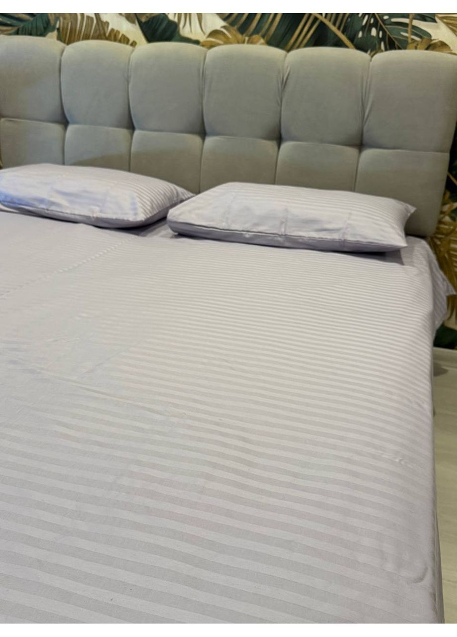 Комплект постільної білизни двоспальний No Brand сірий страйп (370864753)