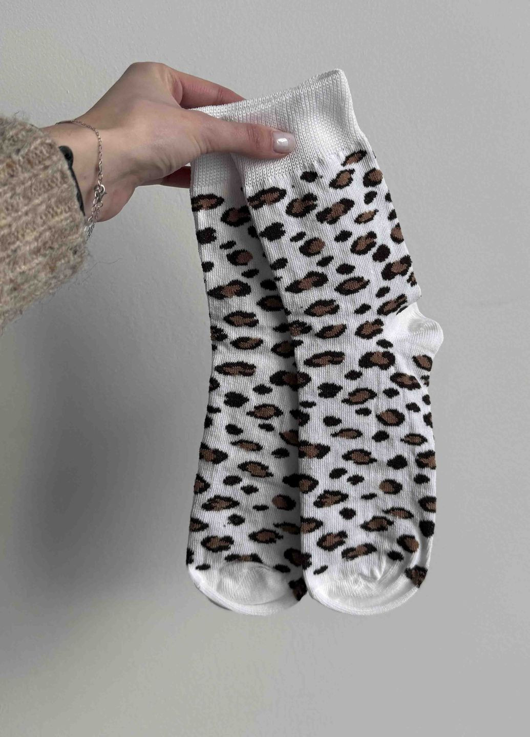 Белые носки с леопардовым принтом «leo» VIDCHUY рисунки (316157462)