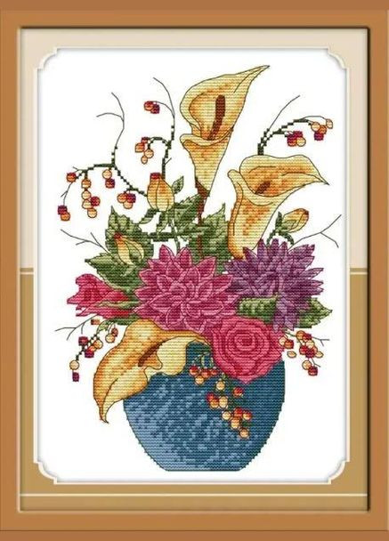 Набір для вишивання за нанесеною на канву схемою "Vase". AIDA 14CT printed, 26*34 см Joy Sunday (313614628)