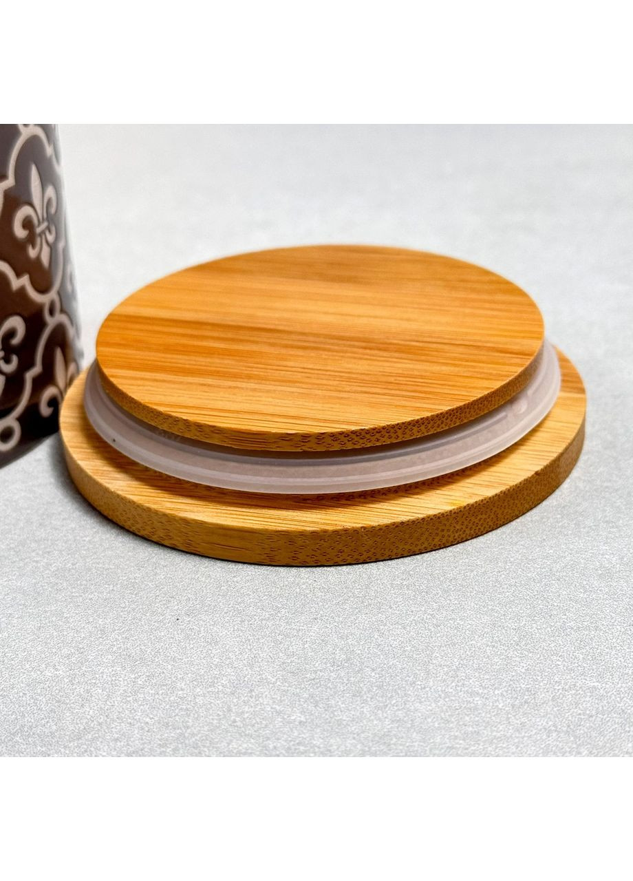 Банка керамічна з бамбуковою кришкою 700 мл бежева LOTUS700 Ceramic (372601575)