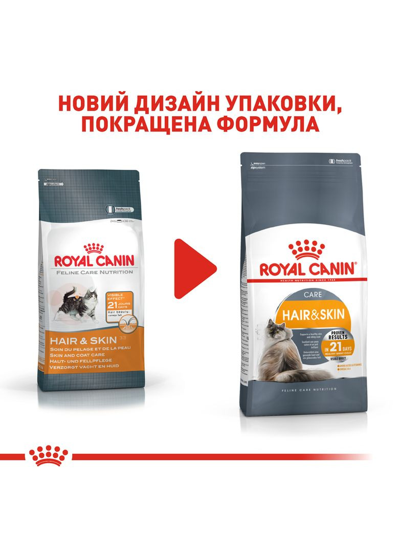 Сухий корм для кішок Hair & Skin Care 10 кг (11419) (0262558721428) Royal Canin (279568546)