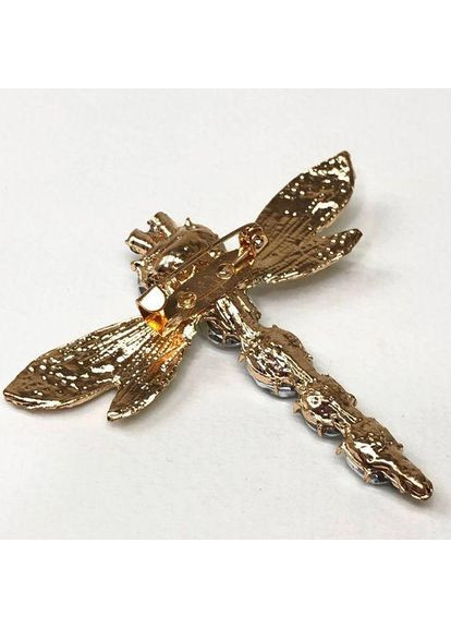 Брошка "Стрекоза з каменем" метал - золото Plus-plus (352743002)