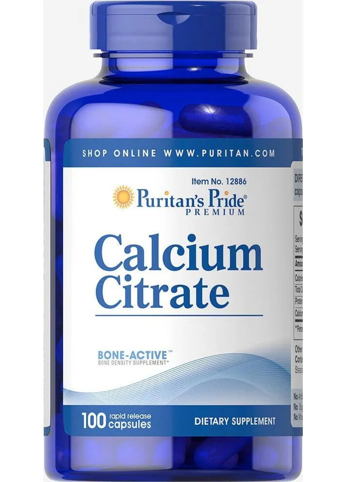 Кальцій Цитрат, Calcium Citrate,, 100 капсул Puritans Pride (366547730)