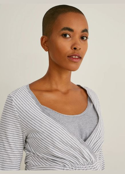 Серая пижама для беременных и кормящих мам (лонгслив и штаны) для женщины lidl 2184656 C&A