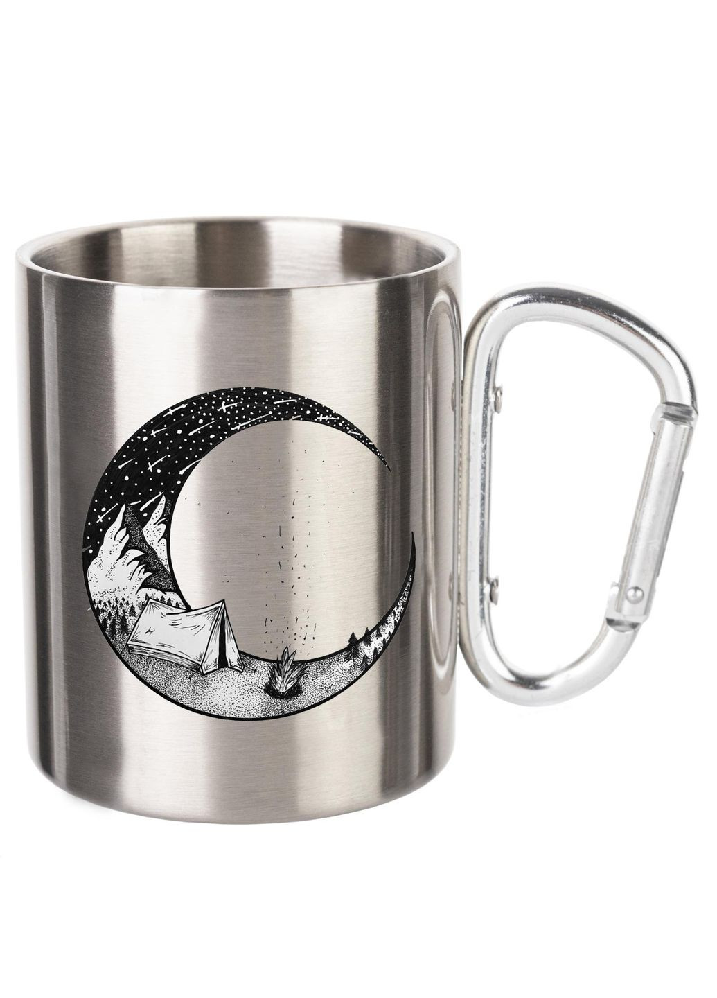 Кружка металева з карабіном (silver) туристична 300 мл #0033 silver No Brand (316122142)