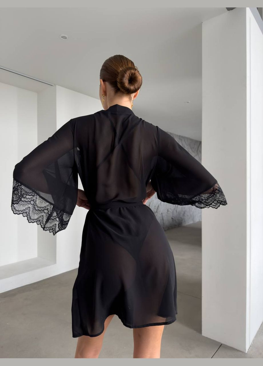 Изысканный халат с кружевными вставками No Brand (322266148)